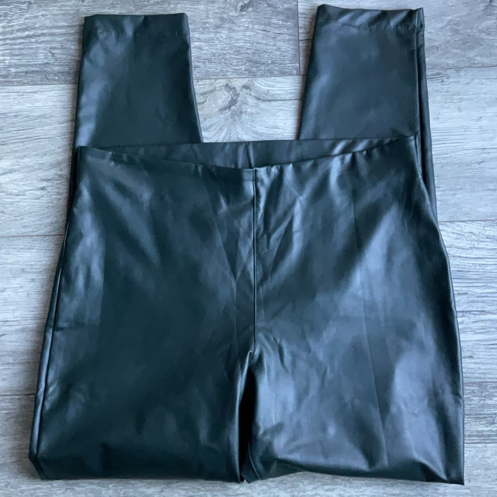 Dark Green Faux Leather Leggings